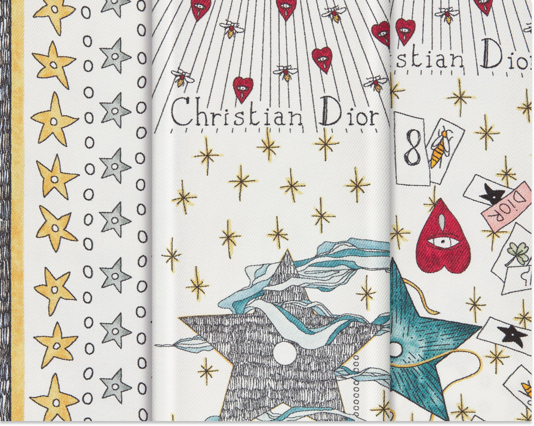 Dior Mitzah scarf “Tarot La Papesse,” expressing Dior and tarot as a visual code of symbolism within the Maison.