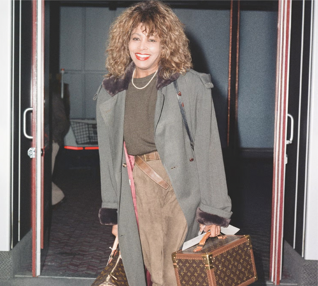 Tina Turner wearing the Louis Vuitton Monogram 