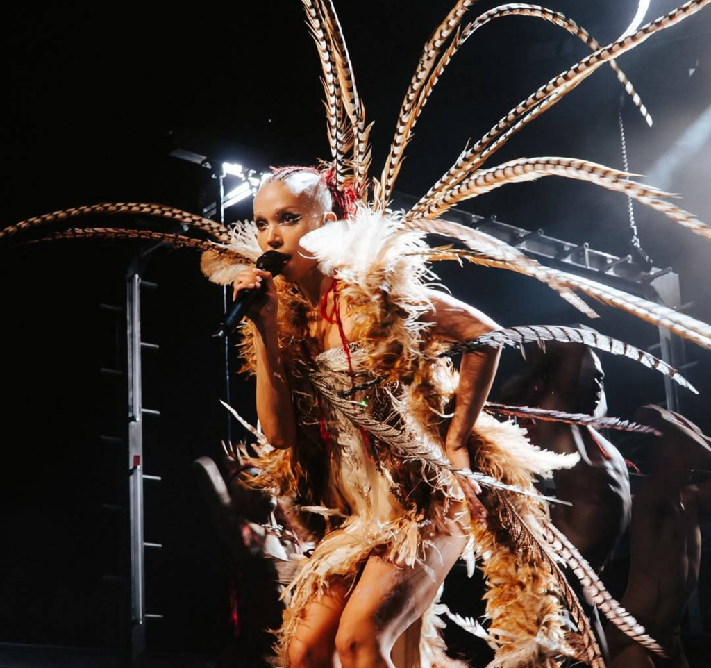 FKA Twigs at Coachella 2026 with artistic futuristic makeup