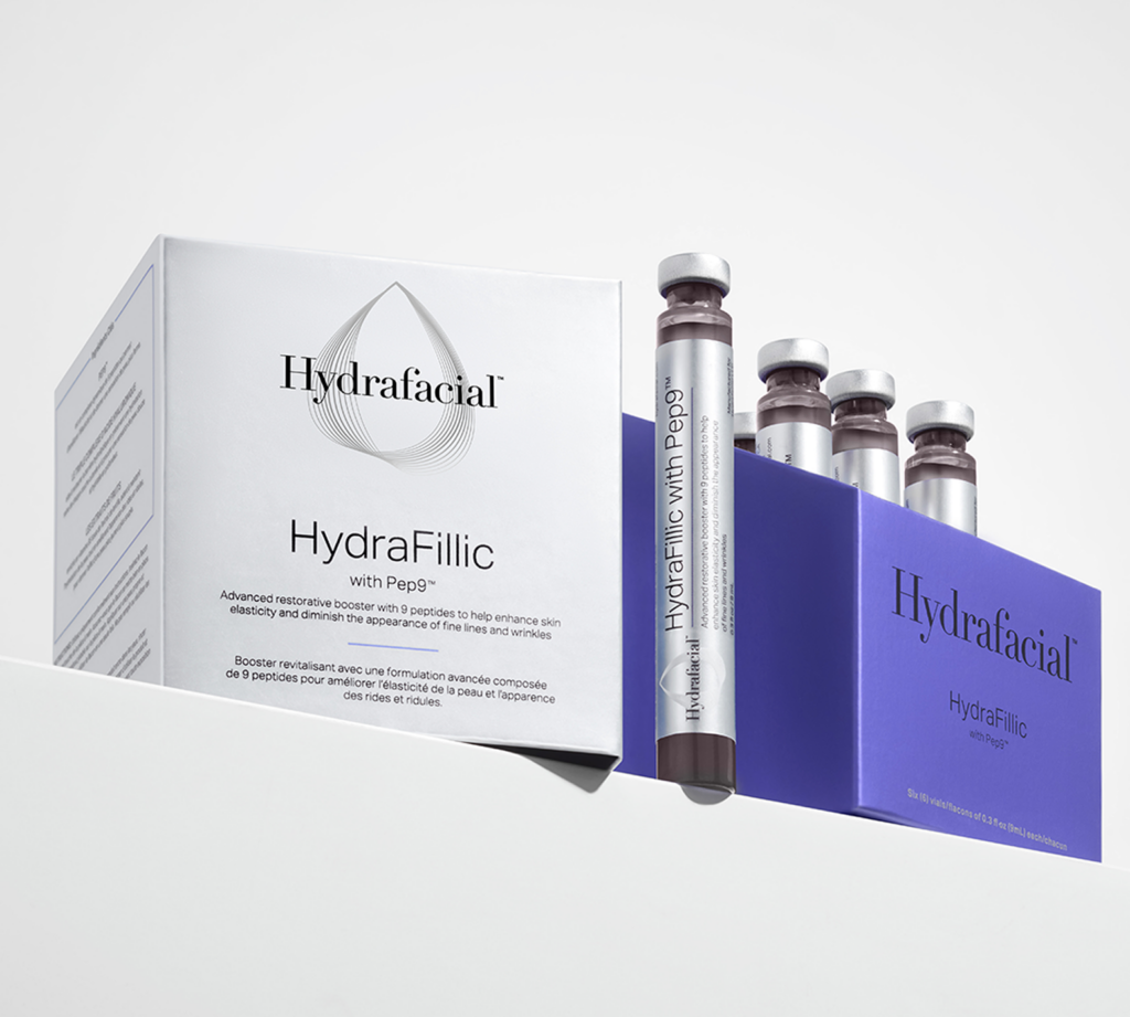 Hydrafacial functional skin with HydraFillic™ with Pep9, a peptide booster formulated to support elasticity, hydration and barrier function.